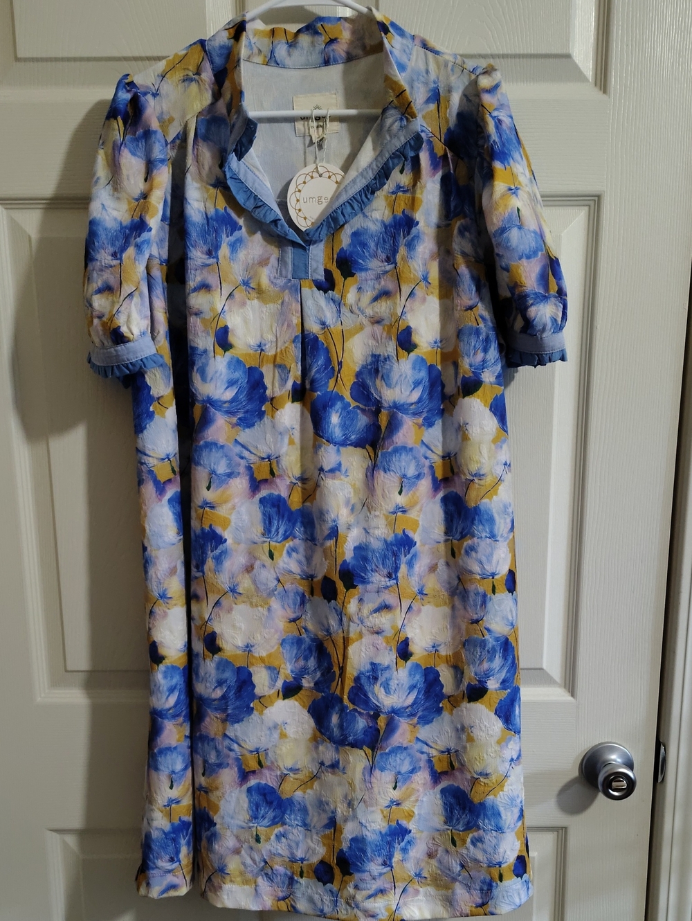Umgee Blue and Yellow Floral Midi Dress